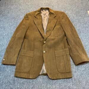 Vintage 70s The Clothes Horse Mens 40R Brown Blazer Suit Jacket Faux Suede
